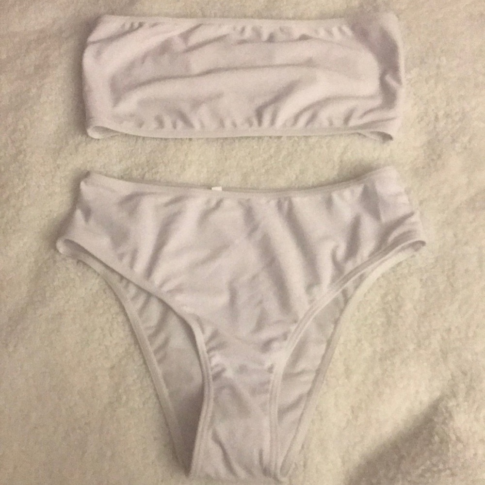 Solid Bandeau Bikini Set